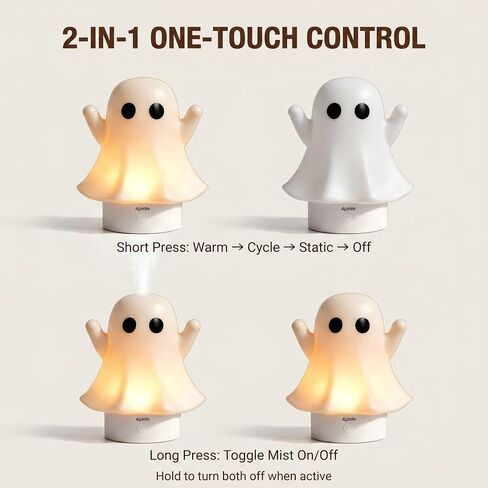 Cute Ghost Essential Oil Diffuser, 120ML Ultrasonic Cool Mist Humidifier with 7 Color Night Light & Auto Shut-Off, Ghost Room Decor for Bedroom & Office, Aromatherapy Gift for Women & Kids in Saudi Arabia
