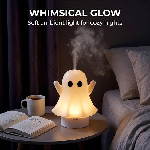 Cute Ghost Essential Oil Diffuser, 120ML Ultrasonic Cool Mist Humidifier with 7 Color Night Light & Auto Shut-Off, Ghost Room Decor for Bedroom & Office, Aromatherapy Gift for Women & Kids in Saudi Arabia