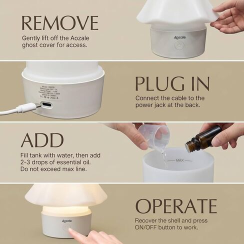 Cute Ghost Essential Oil Diffuser, 120ML Ultrasonic Cool Mist Humidifier with 7 Color Night Light & Auto Shut-Off, Ghost Room Decor for Bedroom & Office, Aromatherapy Gift for Women & Kids in Saudi Arabia