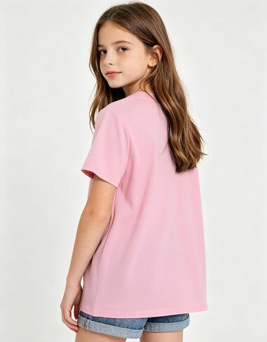 Kids4ever Girls Graphic T-Shirt Summer Short Sleeve Tee for Girl Round Neck Casual Girls' Shirts Size 7-14 in Kuwait