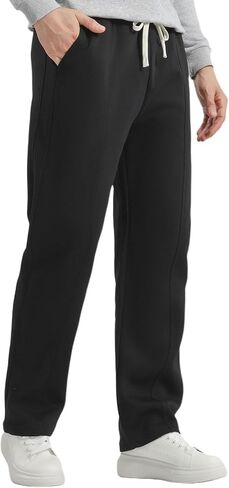 SHAGGA Baggy Open Hem Sweatpants for Men, Elastic Waist Drawstring Athletic Pants with Pockets for Gym Running Casual Lounge in Saudi Arabia