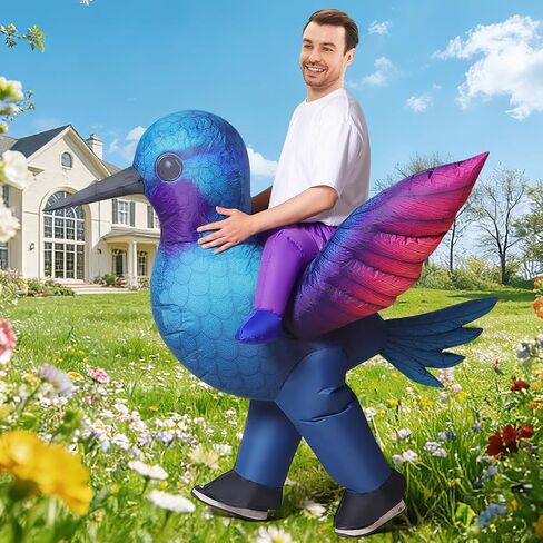 COMIN Inflatable Riding a Hummingbird for Adults Blow Up Costume Funny Bird Cosplay for Halloween Party Indoor Outdoor Women Men 72" in Saudi Arabia