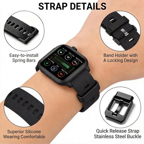 Replacement Watch Bands Compatible with Timex Indiglo, 20mm Soft Silicone Adjustable Wristband, Quick Release Watch Strap for Men Women, Black in Saudi Arabia