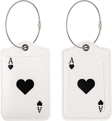 2 Pack Playing Card Luggage Tags PU Leather Poker Suitcases Labels Tag for Travel Spade Heart Black in Saudi Arabia