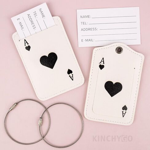 2 Pack Playing Card Luggage Tags PU Leather Poker Suitcases Labels Tag for Travel Spade Heart Black in Saudi Arabia