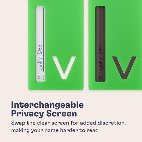 Shacke Luggage Tags with Initial Letter – 2 Pack Suitcase Tags with Privacy Cover, Clear & Privacy Screens, Steel Cable Loops & Zipper Pulls - (Green, V) in Saudi Arabia