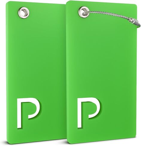 Shacke Luggage Tags with Initial Letter – 2 Pack Suitcase Tags with Privacy Cover, Clear & Privacy Screens, Steel Cable Loops & Zipper Pulls - (Green, V) in Saudi Arabia