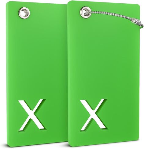 Shacke Luggage Tags with Initial Letter – 2 Pack Suitcase Tags with Privacy Cover, Clear & Privacy Screens, Steel Cable Loops & Zipper Pulls - (Green, V) in Saudi Arabia