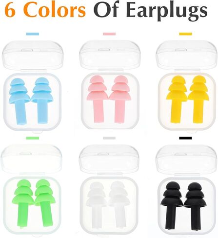 Rubber Ear Plugs, Small Ear Plugs for Sleeping 6 Pairs Reusable Soft Earplugs, Compact Noise-Reducing Design for Sleep, Travel, and Work, Comfortable Fit with Carrying Case in Saudi Arabia