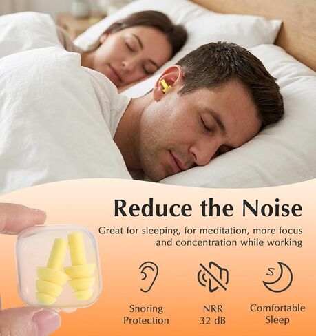 Rubber Ear Plugs, Small Ear Plugs for Sleeping 6 Pairs Reusable Soft Earplugs, Compact Noise-Reducing Design for Sleep, Travel, and Work, Comfortable Fit with Carrying Case in Saudi Arabia