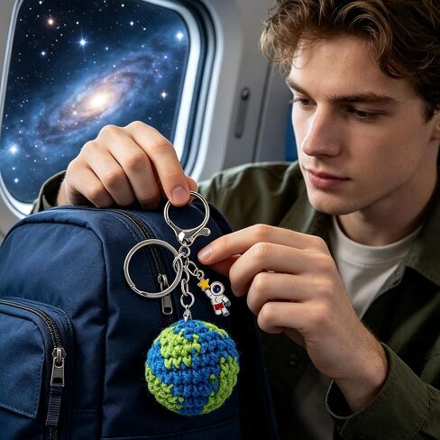 Mary Theme keychain,Astronaut Keychain,Astronaut,Earth,Star Charms, Crochet Keychain, Bag Accessory, Bag Charm,Sci-Fi Gift for Space Lovers TeensGift for Space Lovers Teens in Saudi Arabia