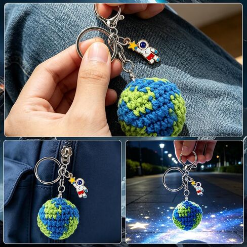 Mary Theme keychain,Astronaut Keychain,Astronaut,Earth,Star Charms, Crochet Keychain, Bag Accessory, Bag Charm,Sci-Fi Gift for Space Lovers TeensGift for Space Lovers Teens in Saudi Arabia