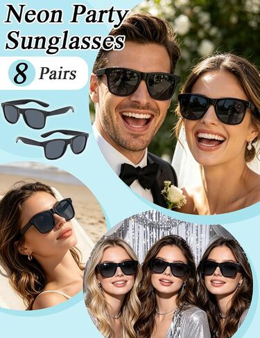 Black and White Sunglasses Bulk, 8/16/24 Pack Glasses Party Favors for Summer Beach Pool Birthday Wedding Party Supplies (8, Black) in Saudi Arabia