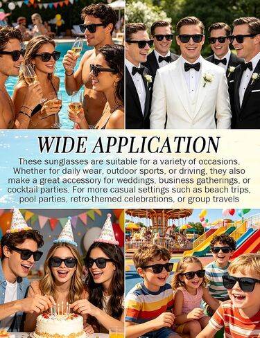 Black and White Sunglasses Bulk, 8/16/24 Pack Glasses Party Favors for Summer Beach Pool Birthday Wedding Party Supplies (8, Black) in Saudi Arabia