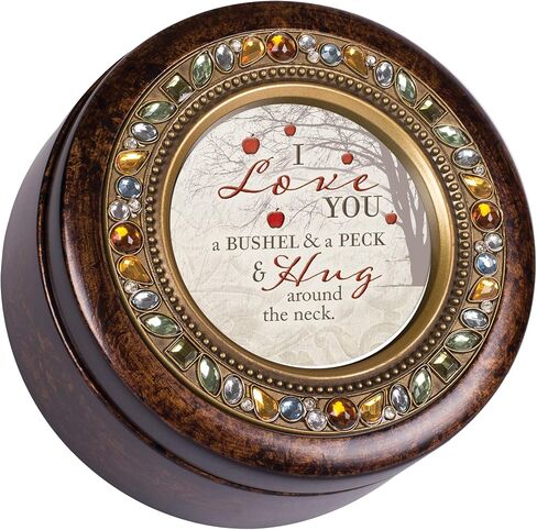 Cottage Garden Love You A Bushel Peck Hug Amber Earth Tone Jeweled Round Music Box Plays Wind Beneath My Wings in Saudi Arabia