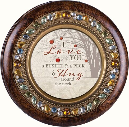 Cottage Garden Love You A Bushel Peck Hug Amber Earth Tone Jeweled Round Music Box Plays Wind Beneath My Wings in Saudi Arabia
