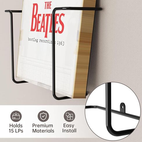 2 Packs Vinyl Wall Mount Holder,Vinyl Record Wall Mount Shelves for Vinyl Display,Metal Floating Record Wall Display Shelves for Frame Album in Saudi Arabia