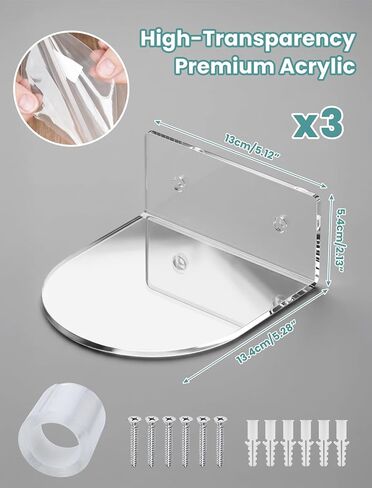 NiHome Small Acrylic Wall Shelf 3 Pack, Clear Floating Display Stand for LEGO Botanical Collection & Minifigures, Compatible with Funko Pop in Kuwait