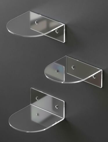 NiHome Small Acrylic Wall Shelf 3 Pack, Clear Floating Display Stand for LEGO Botanical Collection & Minifigures, Compatible with Funko Pop in Kuwait