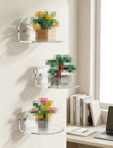 NiHome Small Acrylic Wall Shelf 3 Pack, Clear Floating Display Stand for LEGO Botanical Collection & Minifigures, Compatible with Funko Pop in Kuwait