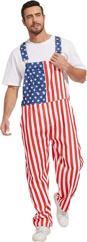 American Flag Overalls for Men Striped Patriotic Onesie 4th of July Bib Independence Day Romper USA Oversized Jumpsuit in Saudi Arabia