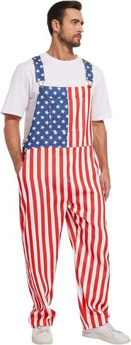 American Flag Overalls for Men Striped Patriotic Onesie 4th of July Bib Independence Day Romper USA Oversized Jumpsuit in Saudi Arabia