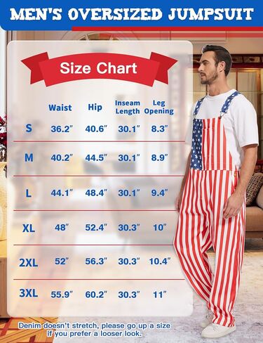 American Flag Overalls for Men Striped Patriotic Onesie 4th of July Bib Independence Day Romper USA Oversized Jumpsuit in Saudi Arabia