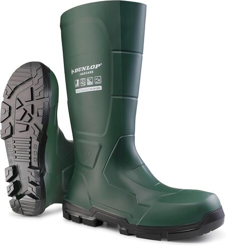 DUNLOP Protective Footwear, Acifort JobGUARD full safety, 100% Waterproof, Polyblend PVC Material, Steel toe, Rubber Boots, UNISEX, Green, Size 5-15 in Kuwait