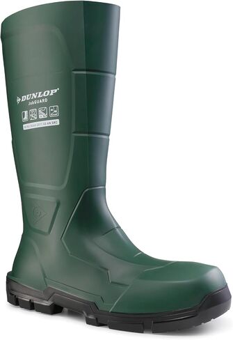 DUNLOP Protective Footwear, Acifort JobGUARD full safety, 100% Waterproof, Polyblend PVC Material, Steel toe, Rubber Boots, UNISEX, Green, Size 5-15 in Kuwait