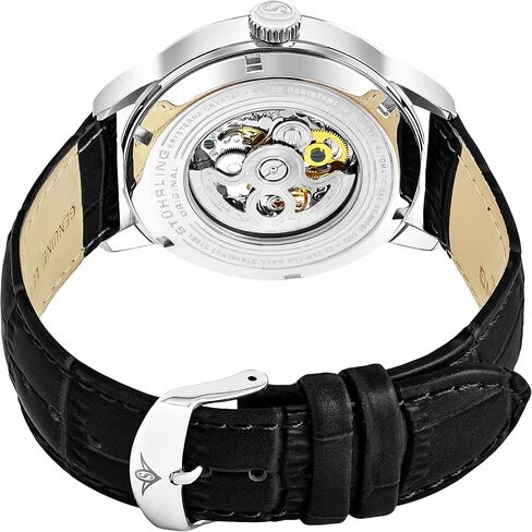 Stuhrling Original Mens Automatic Skeleton Watch - Leather Strap, Mechanical Executive Watch in Kuwait