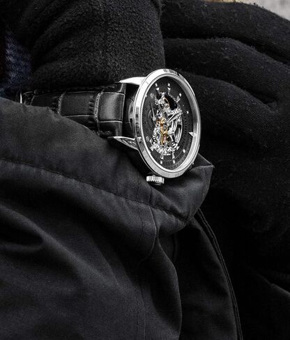 Stuhrling Original Mens Automatic Skeleton Watch - Leather Strap, Mechanical Executive Watch in Kuwait