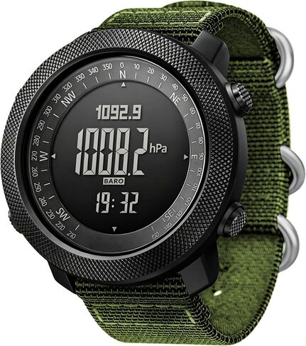 CakCity Digital Watch Military Tactical Watches for Men, 50mm Large Face Zinc Alloy Case with Breathable Double-Layer Nylon Strap, 5ATM Waterproof Shockproof, Altimeter, Barometer, Thermometer, Dual Time, Compass, Alarm, Stopwatch, Countdown in Saudi Arabia