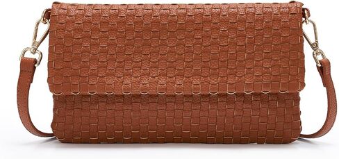 Woven Crossbody Bags for Women, Small Handmade Vegan Leather Purse with Built-in Wallet Card Slots, Designer Shoulder Clutch in Saudi Arabia