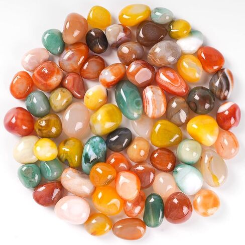 SIDONG 2 LB Colorful Mixed Agate Stone, 1 Inch Polished Tumbled Stones, Natural Healing Crystal, Decorative Pebbles for Home Decoration, Indoor Plants, Fish Tanks, Garden Landscaping, DIY Crafts in Saudi Arabia
