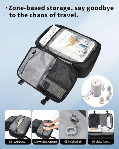 Vacuum Backpack,Travel Backpack,with Air Pump,60L Expandable Compression,TSA Lock,Built-in TPU Vacuum Bag,Fit 16" Laptop for Travel&Business in Saudi Arabia