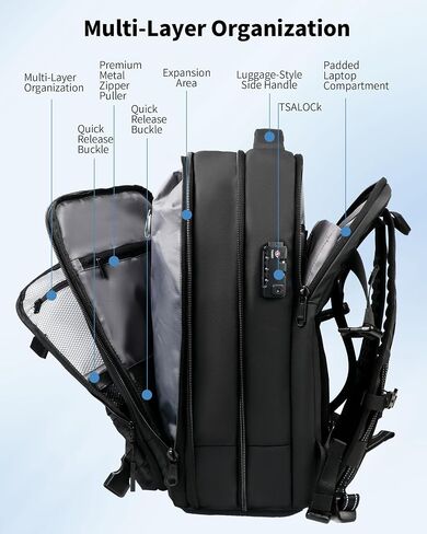 Vacuum Backpack,Travel Backpack,with Air Pump,60L Expandable Compression,TSA Lock,Built-in TPU Vacuum Bag,Fit 16" Laptop for Travel&Business in Saudi Arabia