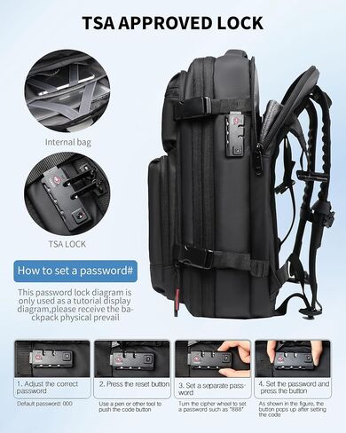 Vacuum Backpack,Travel Backpack,with Air Pump,60L Expandable Compression,TSA Lock,Built-in TPU Vacuum Bag,Fit 16" Laptop for Travel&Business in Saudi Arabia