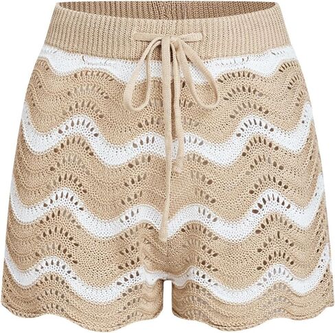 CUPSHE Women's Crochet Cover Up Set Casual Striped Beach Cover Up Neutral, S in Kuwait