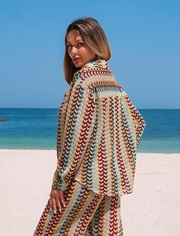 ZAFUL Womens Beach Cover Up Summer Lightweight Cardigans Crochet Boho Swimsuit Cover Up Long Sleeve Cardigans Beach Wear in Kuwait