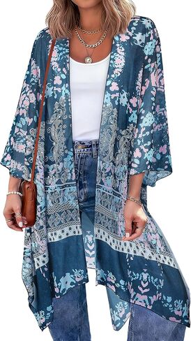 BB&KK Kimonos for Women Swimsuit Coverup Beach Bathing Suit Swimwear Cover Ups Long Loose Chiffon Cardigan Summer in Saudi Arabia