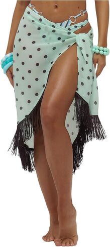 SweatyRocks Women's Sarong Coverups Polka Dots Tie Side Fringe Bathing Suit Wrap Skirts in Kuwait