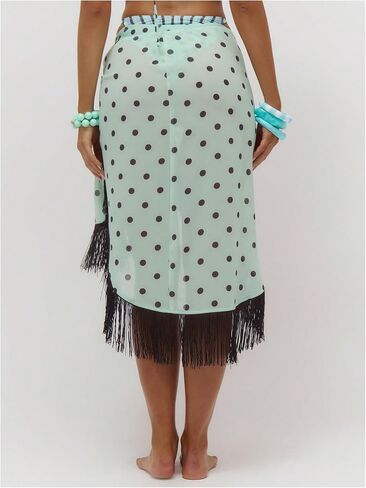 SweatyRocks Women's Sarong Coverups Polka Dots Tie Side Fringe Bathing Suit Wrap Skirts in Kuwait