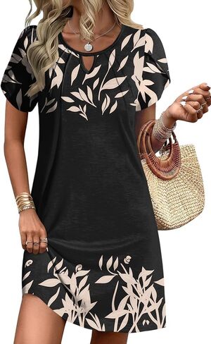 Ekouaer Swimsuit Coverup for Women 2026 Petal Short Sleeve Bathing Suit Cover Ups Summer T Shirt Dress Flowy Sundresses in Kuwait