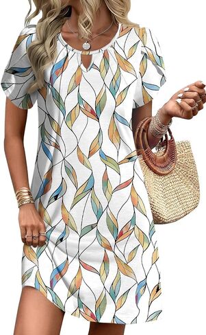 Ekouaer Swimsuit Coverup for Women 2026 Petal Short Sleeve Bathing Suit Cover Ups Summer T Shirt Dress Flowy Sundresses in Kuwait