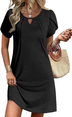 Ekouaer Swimsuit Coverup for Women 2026 Petal Short Sleeve Bathing Suit Cover Ups Summer T Shirt Dress Flowy Sundresses in Kuwait