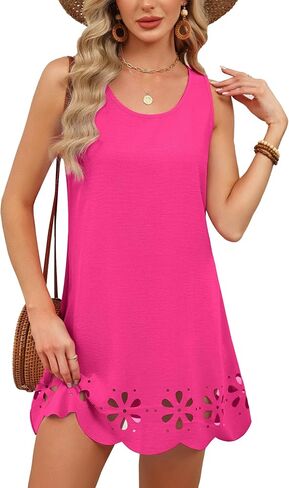 Women's Swimsuit Cover Ups Hollow Out Bathing Suit Beach Coverup Tank Dress Casual Vacation Outfits Resortwear 2026 in Saudi Arabia