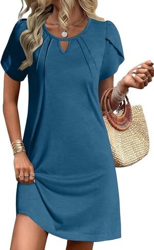 Ekouaer Swimsuit Coverup for Women 2026 Petal Short Sleeve Bathing Suit Cover Ups Summer T Shirt Dress Flowy Sundresses in Kuwait
