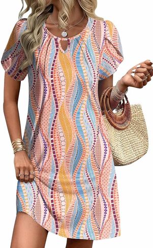 Ekouaer Swimsuit Coverup for Women 2026 Petal Short Sleeve Bathing Suit Cover Ups Summer T Shirt Dress Flowy Sundresses in Kuwait