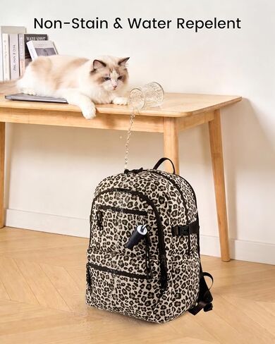 LOVEVOOK Laptop Backpack with Cute Pendant,15.6 Inch Travel Work Backpack Computer Laptop Bag with Large Cup Holder,Waterproof Nurse Teacher College Backpack Purse,Gifts for Women & Men, Leopard print in Kuwait