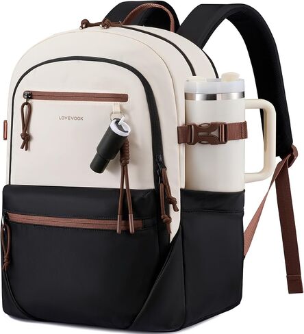 LOVEVOOK Laptop Backpack with Cute Pendant,15.6 Inch Travel Work Backpack Computer Laptop Bag with Large Cup Holder,Waterproof Nurse Teacher College Backpack Purse,Gifts for Women & Men, Leopard print in Kuwait